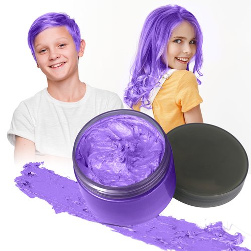 Purple Temporary Hair Color Wax for Teenagers,Crazy Hair Day Accessories, Gifts for Kids,Instant Hair Dye Color Wax for Party, Cosplay, Halloween, Christmas,Washable Crazy Hair Style