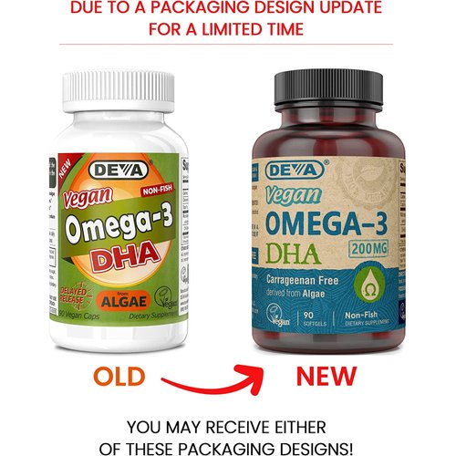 Deva Vegan Omega - 3 DHA - 90 Vegan Softgels - Gluten Free - Dairy Free - Yeast Free - Wheat Free - Vegan