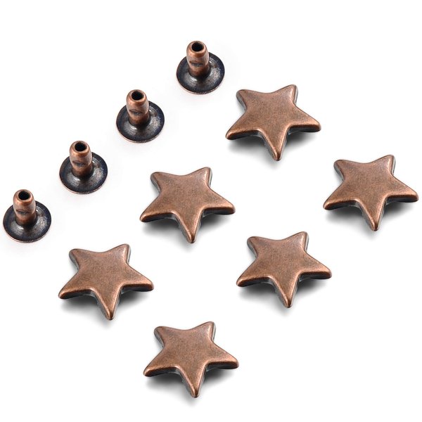 100 Sets 12MM Antique Copper Star Rivets for Leather Star Rivet Studs Garment Rivets Leather Rivets Studs and Spikes for Leather Craft Clothing Bags Belts Dog Collar Shoes DIY Accessories 15/32 Inch