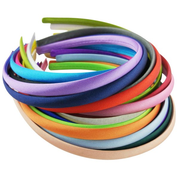 Hixixi 20pcs pack Girls/Women Diy Satin Fabric Covered Ribbon Headbands Hairband (20pcs)