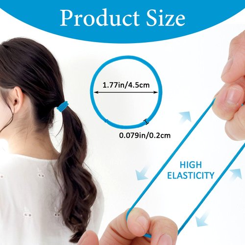 200 Pcs Colorful Ponytail Holders - Hair Ties 2mm in 20 Colors, Elastic Bands for Women, Girls, Medium to Thick and Curly Hair