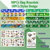 Moncinday 40Pcs Soccer Slap Bracelets Party Favors with Soccer Tattoo Birthday Gifts Soccer Party Decorations Snap Band for Kids Boys