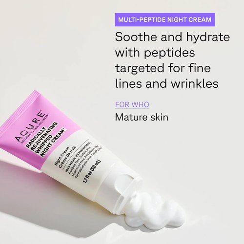 ACURE Radically Rejuvenating Whipped Night Cream - Anti-Aging Support, Multi-Peptides, Ferulic Acid & Vitamin C - Ultimate Night Repair, Hydrate and Rejuvenate - Vegan Plant Based-Infused - 1.7 Fl Oz