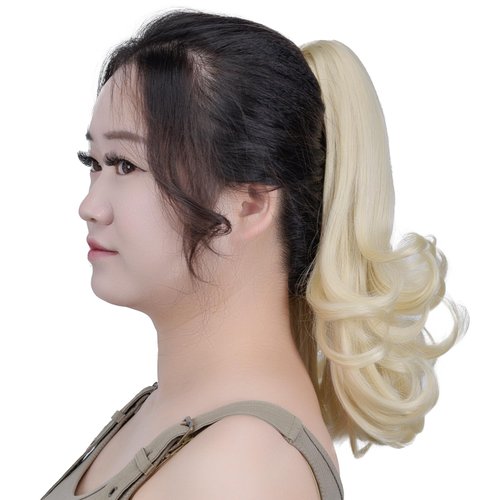 Blonde Ponytail Extension,Claw Clip Ponytails 12in Curly 3.8 OZ Fake Hair Extensions Synthetic Hair pieces for Women SYXLCYGG Wig Black Girl Fluffy¬ Tangled