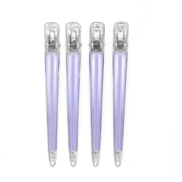 Drayas 4Pcs Hair Clips for Styling Sectioning, Professional Non Slip Silicone band Duck Bill Clips Salon Sectioning Clips, Hair Styling Hairdresser Accessories for Women (Purple)
