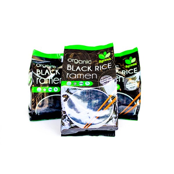 BGreen Organic Black Rice Ramen 3 Pack Non-GMO Vegan Kosher and Gluten Free Japanese Noodles