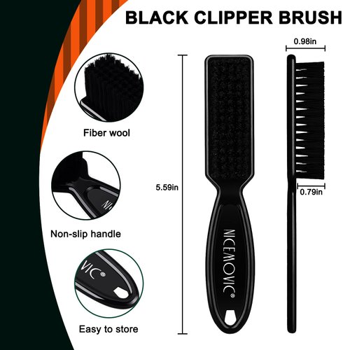 NICEMOVIC Barber Clipper Brushes, 10 Pcs Plastic Handle Nylon Bristles Cleaning Brush, Multifunctional Cleaning Supplies for Hair Styling Tools, Kitchen Sink, Shoes (Black)