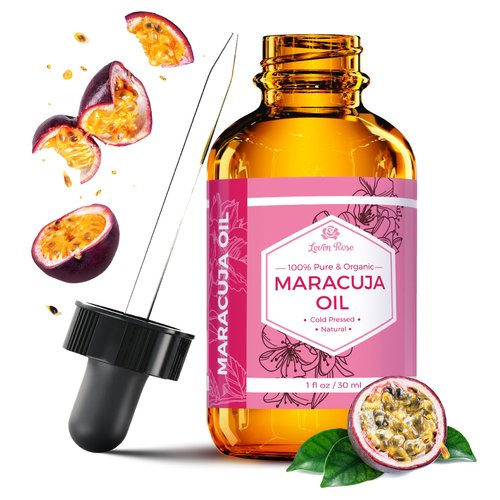 Leven Rose Maracuja Oil, Passion Fruit Seed Oil 100% Natural Moisturizer for Hair Skin and Nails 1 oz