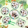 96Pcs Jungle Birthday Party Plates and Napkins Safari Animals Themed Party Decorations Jungle Theme Party Disposable Tableware Set for 24 Guests Wild Animals Gold Safari Zoo Birthday Favors Supplies