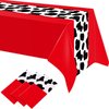 Oudain 4 Pcs 54 x 108 Inch Cow Table Cloths for Party Cow Tablecloth Paisley Table Runner Table Cover Rectangular Birthday Party Decorations Supplies for Home (Red)