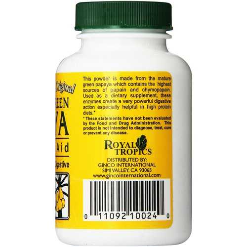 Royal Tropics The Original Green Papaya Digestive Aid Capsules, 75 Count
