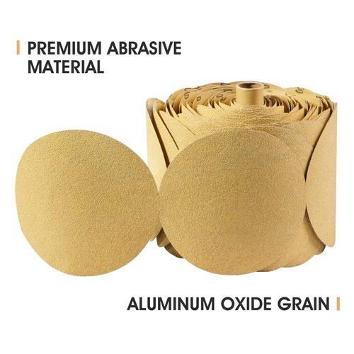 MIDO Professional Abrasive Premium 6 Inch PSA Sanding Discs 100 PCS Aluminum Oxide Sandpaper with Sticky Back 180 Grit Self Adhesive Sandpaper Roll for Orbital Sander