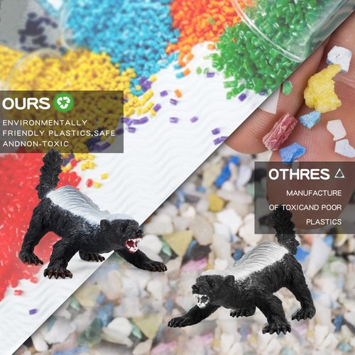 BRETOYIN Honey Badger Figurines 3PCS Wild Animal Figures Model Cake Topper Decoration Toys Set Collection for Kids 5 6 7 8 Years Old