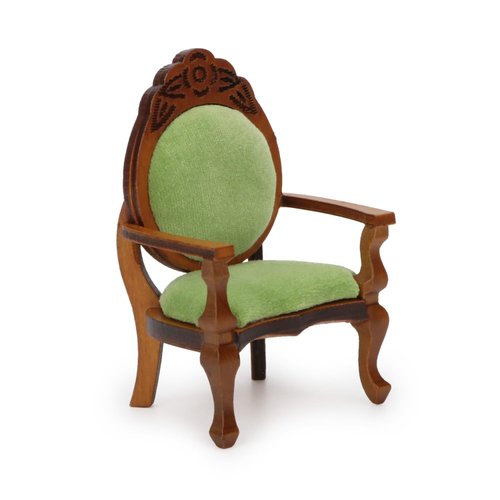 Dollhouse Chair 2PCS Miniature Furniture Retro Vintage Chair Wooden Accessories 1/12 Upholstered Victorian Carved Armchair for Christmas Decoration Ornament (B)
