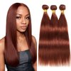 Reddish Brown Bundles Color 33 Straight Human Hair Bundles Copper Red Bundles Hair Human Hair 20 22 24 Inch Auburn Straight Bundles Remy Hair Extensions