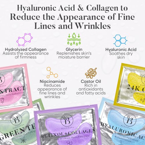 BLOOMORA Variety Under Eye Patches (30 Pairs) Under Eye Patches for Dark Circles, Under Eye Patches for Puffy Eyes and Dark Circles, Eye Masks Bulk, Eye Care, Puffy Eyes Treatment, Under Eye Mask