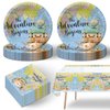 41pcs Adventure World Awaits Map Party Supplies ,include 20 Plates, 20 Napkin and 1pcs Tablecloth,Used for The Adventure Begin Birthday Party Decoration