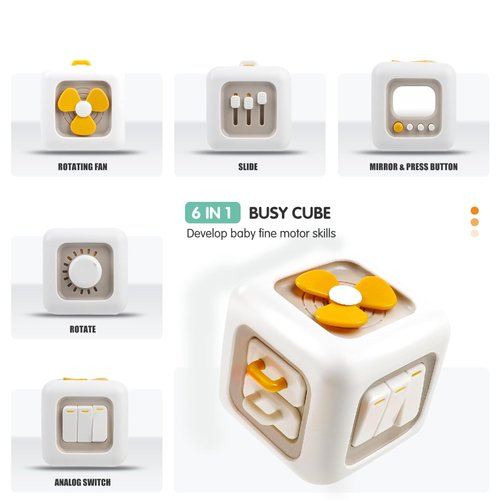 VoMii Baby Toys for 12-24 Months, Baby Busy Activity Cube Toys, Baby Montessori Toys for 1 Year Old, Sensory Toys for Toddlers, Baby Travel Toys, Educational Learning Toys, Kids Boys Grils Gift