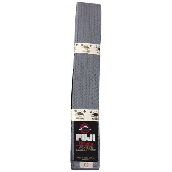 FUJI Kids Brazilian Jiu Jitsu Belt with Rank Bar, BJJ Belt for Children, Grey, Size C3