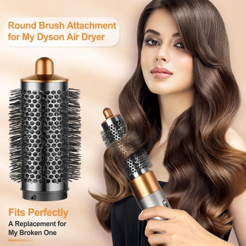 YTCHYYSK Round Volumizing Brush Nickel/Copper and Filter Cleaning Brush for Dyson Airwrap Accessories Hair Styler Limp Flat Hair Volumizer Attachment Tool, Part No. 969489-01 970750-01