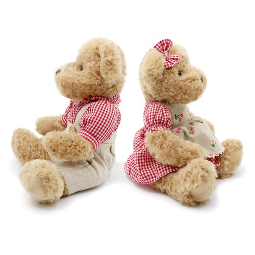 Oitscute 2-Pack Teddy Bear,Cute Stuffed Animal,Couple Gift Soft Plush Toy 11inch (Red Plaid Clothes)