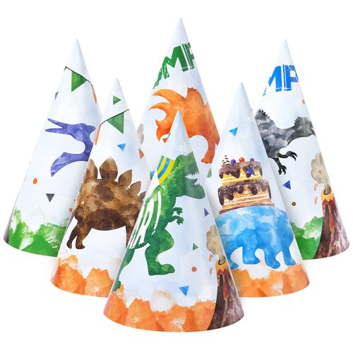WERNNSAI Party Hats, 12 Pcs Watercolor Dinosaur Costume Headwear - Dino Birthday Party Supplies for Children, Kids Baby Shower Birthday Party Decorations