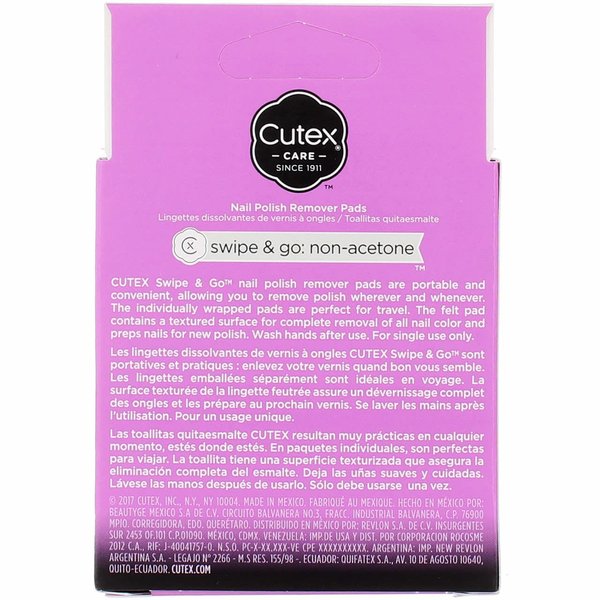 Cutex Care Swipe & Go Non-Acetone Nail Polish Remover Pads 10ct