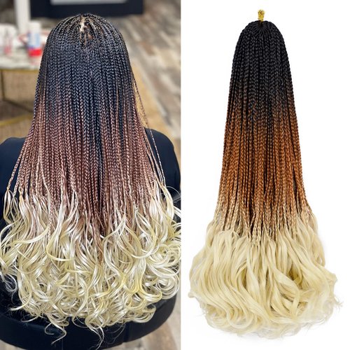 French Curl Crochet Braids 22 Inch 6 Packs Goddess Box Braids Crochet Hair Pre Looped French Curl...