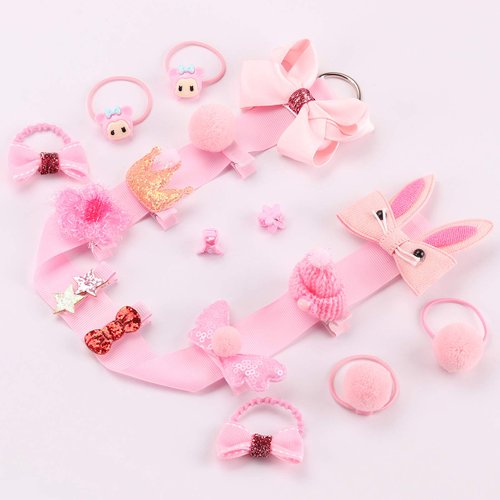 Starneey 18 Pcs Baby Elastic Hair Ties and Girls Hair ClipsHair Accessories Set Gift Set Hair Bow Cute Party Bowknot Hairpin