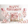 15 Party Supplies Rose Gold 15th Birthday Decorations for Girls with Happy Birthday Balloon Banner and Digit Balloons Including Latex and Confetti Balloons