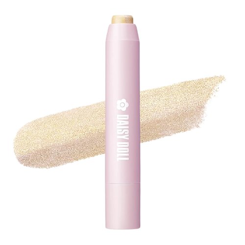 Daisy Doll Dual Color Eyeshadow Stick, Japanese Two-Tone Cream Eyeshadow Pencil, Long-Lasting & Moisturizing, Highly Pigmented Eye Makeup for Easy Glide, 0.74 Oz, Pinkish Silver