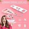 AceMining Portable Door Lock Home Security Door Locker Travel Lockdown Locks for Additional Safety and Privacy Perfect for Traveling Hotel Home Apartment College-Pink(1 Pack)