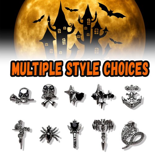 20pcs Alloy Skull Nail Charms Halloween Nail Charms for Acrylic Nails 3D Metallic Star Spider Nail Rhinestones with Gems Goth Dark Snake Cross Nail Jewelry for Women Girls Nail Supplies Decoration
