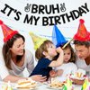Bruh It’s My Birthday Banner - Funny Birthday Banner, Preteen and Teen Boy Birthday Decor, Bruh Teenager 12th 13th 14th 15th Birthday Party Supplies Black Glitter