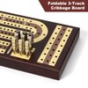 Foldable Wooden Cribbage Board Set - Elegant 3-Track Design with Magnetic Closure, 9 Metal Pegs, Full Deck of Cards, Perfect for Family Game Nights and Travel