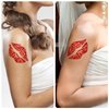 7-Pack Red Lip Print Temporary Tattoo Stickers - 3.7 x 3.7 Inch Love Design for Mother’s Day & Halloween Cosplay - Perfect Face & Body Decoration for Adults & Kids