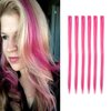 18 Inch High light Clip in Human Hair Extensions 100% Straight Clip on Party Highlights Colored Hair Extensions 6 Pieces/set (Hot Pink)