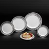 Party Essentials 70-Count Hard Plastic 6.25" Divine Dinnerware Disposable China Bread and Butter/Appetizer Plates, White with Silver Lace Rim