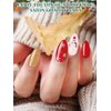 24PCS Christmas Semi Cured Gel Nail Strips, EBANKU Christmas UV Gel Nail Art Stickers Red Glitter Elk Gel Nail Polish Strips with Nail File and Stick for Holiday Manicure
