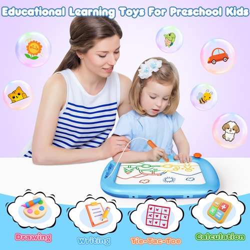 AuroTops 2pcs Magnetic Drawing Board Toddlers Toys, Magnetic Doodle Board Early Educational Learning Toy, Writing Painting Magnet Doodle Pad Toys for 3 4 5 Years Old Kids Boys Girls Birthday Gift