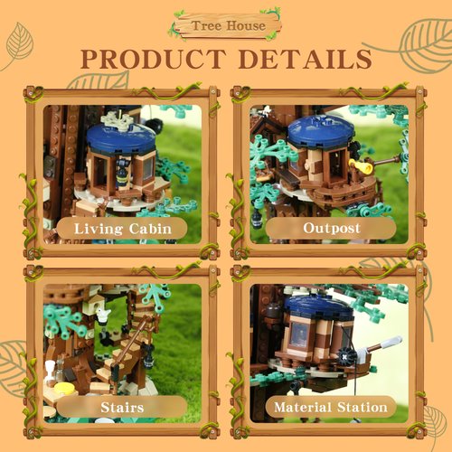 Bibilock 1027 PCS Tree House Building Sets(Compatible with Lego Treehouse Bonsai Tree),Creative Ideas Exquisite Treehouse with Interchangeable Leaves, Best Choice for 16+ Kids and Adults.