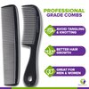 Mars Wellness 4 Piece Professional Comb Set Black - USA MADE - Fine Pro Tail Combs, Dresser Hair Comb Styling Comb - Premium Grade for Men and Women - Parting Teasing and Styling