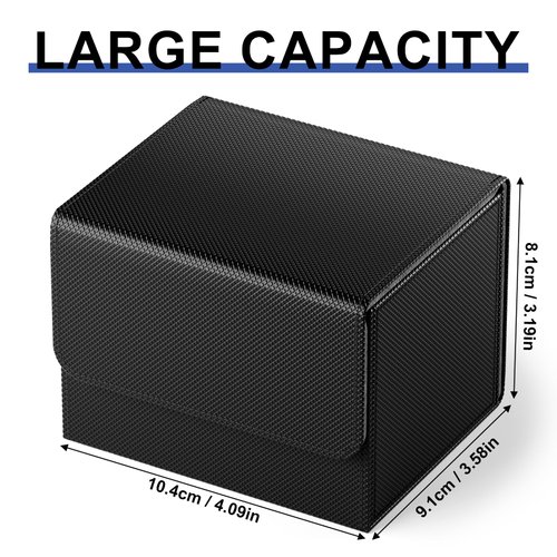 TiopLior Card Deck Box Fit for MTG Deck Box with Black Card Dividers, 4 Pack Horizontal Leather Deck Card Box for TCG Magic Commander Trading Card Deck Box Card Storage Box