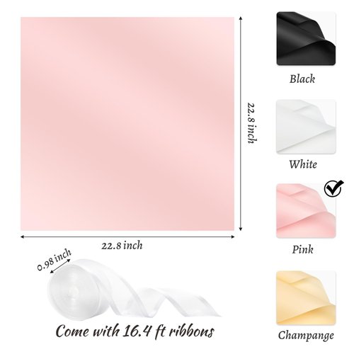 ZORRITA 20 Sheets Flower Bouquet Wrapping Paper, Waterproof Flower Wrapping Paper with Ribbons Floral Paper Florist Supplies, 22.8 x 22.8 inch (Pink)