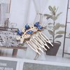 Yheakne Vintage Rhinestone Crystal Hair Comb Blue Crystal Wedding Headpieces Rhinestone Side Comb Hair Clip Hair Gold Cz Leaf Comb Barrette Bridal Headwear Accessories Jewelry for Women (Gold)