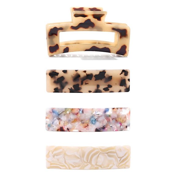Formery 4PCS Acrylic Hair Claw Clips Leopard Fancy Hair Clips Nonslip Thick Hair Barrette Jaw Clamp Curly Hair Accessories for Women