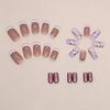 24PCS Valentines Day Press On Nail Short Square French Tip Fake Nails Glitter Heart With Rhinestones Designs Artificial False Nails Romantic Full Cover Acrylic Nails Stick on Nails for Women and Girls