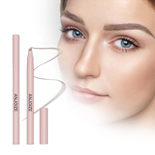 Anjoize Microblading Eyebrow Pencil,Upgraded 3d Waterproof Eyebrow Pencil,Magic Eyebrow Pencil Contouring Pen,Long Lasting,4 Tipped Precise Brow Pen(Light Brown)