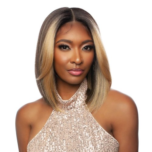 Mane Concept Human Hair Blend HD Lace Front Wig Brown Sugar 4" Deep Part BSHC201 Manon (FR1BPINKRAINBOW)