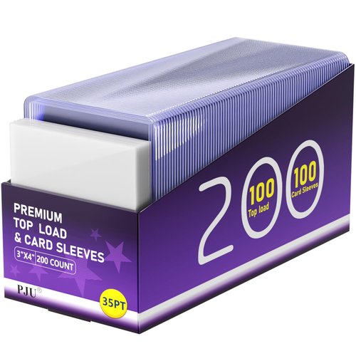 200 Card Sleeves Top Loads for Cards, Toploads for Cards, Baseball Card Sleeves Hard Plastic, 3" x 4" Baseball Card Protectors, Trading Card Sleeves Card Holder (100 Hard Sleeves + 100 Clear Sleeves)